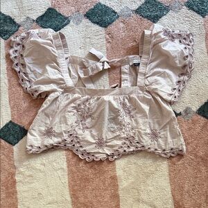 American Eagle Outfitters Pink Puff Sleeve Blouse